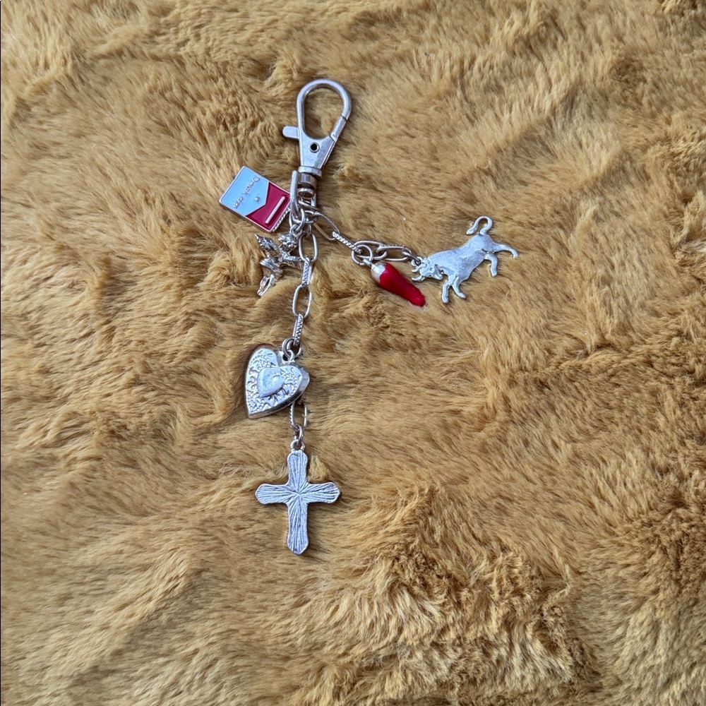 Bag accessory - Gold Charm with Red Accents